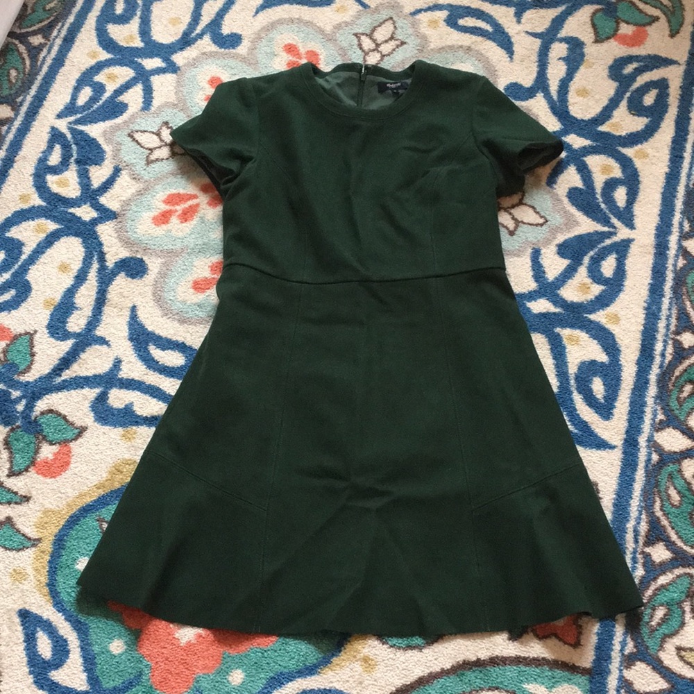 EXC Madewell Green Fit/Flare dress 12 Gprgeous